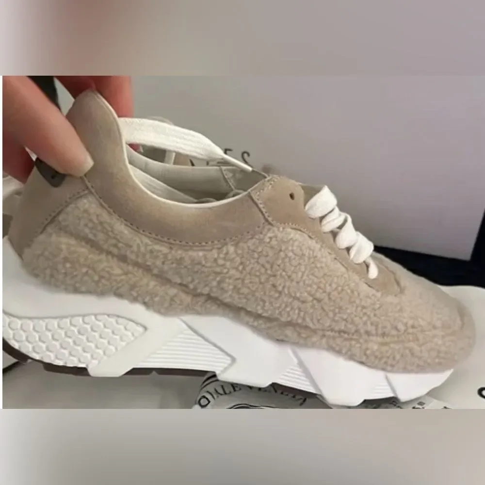 🧸PESERICO Leather and Shearling Sneakers